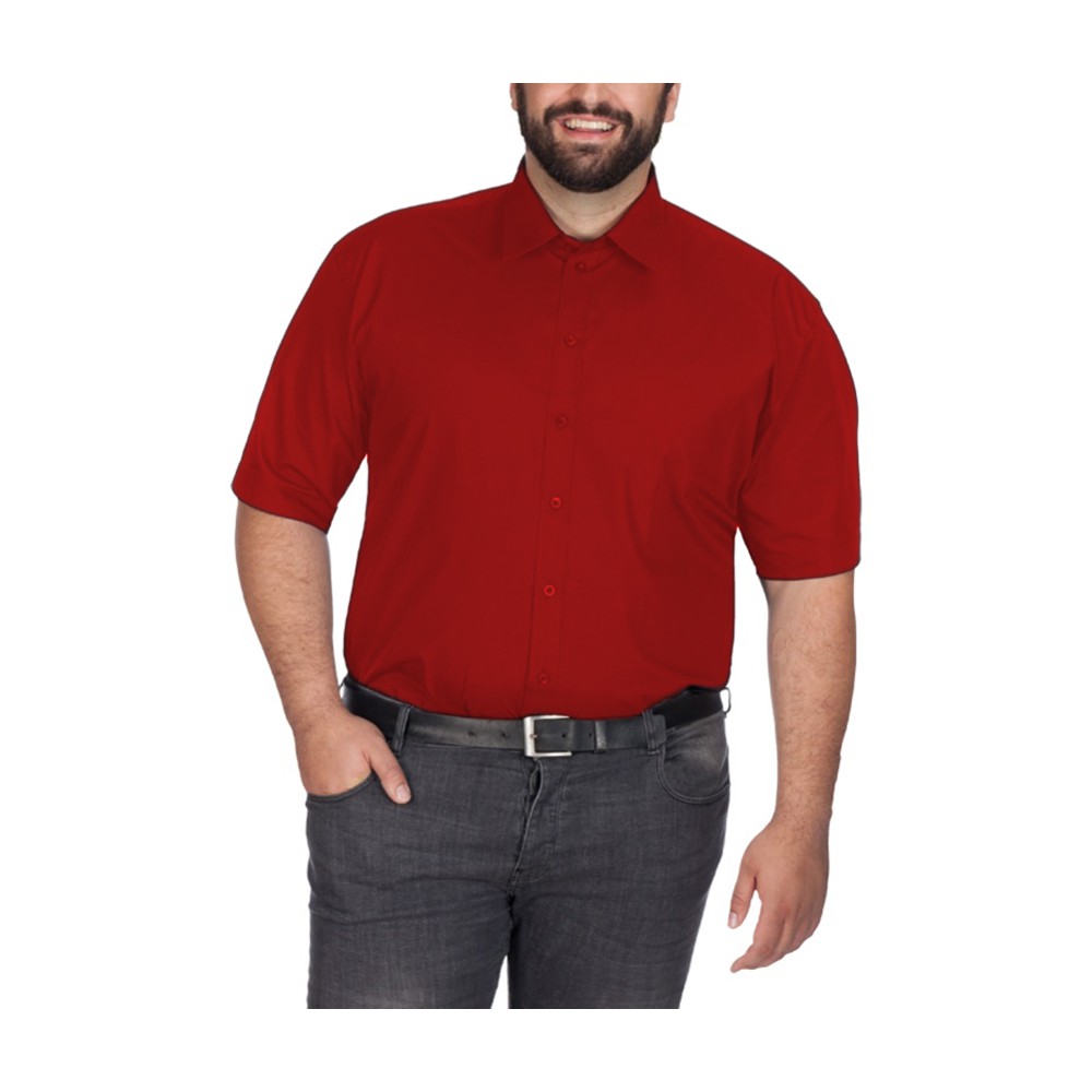 Camisa Social Masculina 100% Microfibra Manga Curta Plus Size Extra Grande Vermelha Bom Pano em Oferta na Shopee