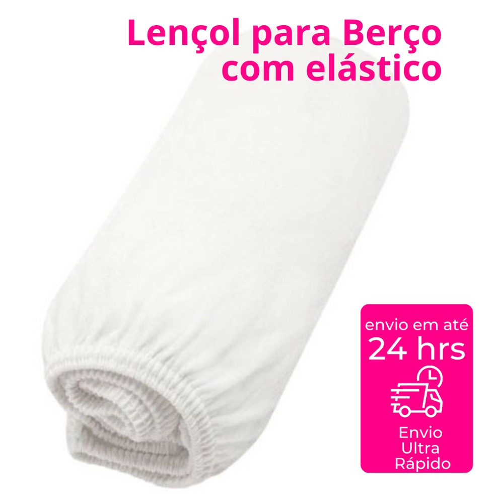 Lençol Branco Liso com Elástico para Berço Bebê 60 x 1,30 cm 100% Algodão Minasrey em Oferta na Shopee