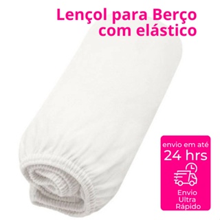 Lençol Branco Liso com Elástico para Berço Bebê 60 x 1,30 cm 100% Algodão Minasrey em Oferta na Shopee
