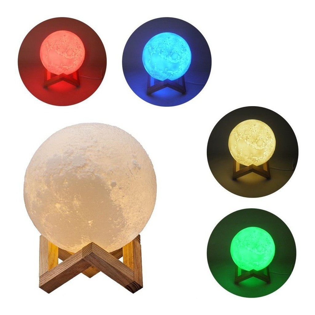 Luminária Decora Mesa Lua Cheia Abajur Usb  5 Cores