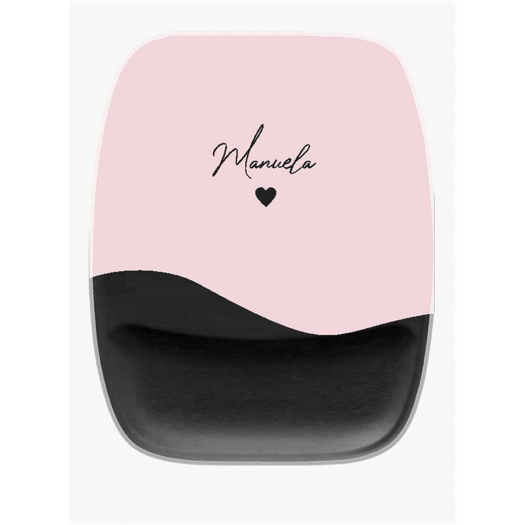 Mouse Pad  Preto e rosa personalizado com nome com apoio ergonômico macio mousepad rosa