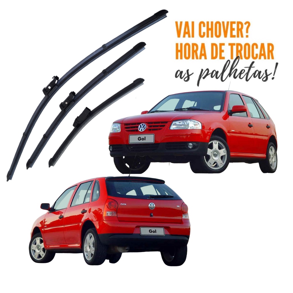 Kit Palheta Limpador Dianteiro + Limpador Traseiro Gol G4 2005 a 2013 em Oferta na Shopee