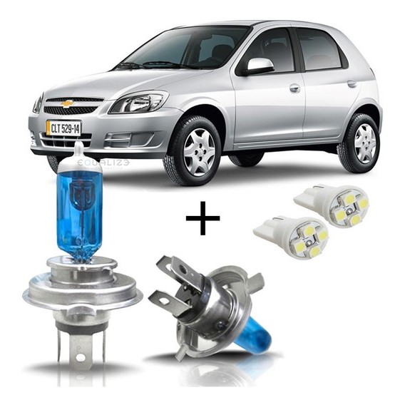 Kit Lampada Super Branca Farol + Pingo 4 Led Celta 2006 2007 2008 2009 2010 2011 2012 2013 2014 em Oferta na Shopee