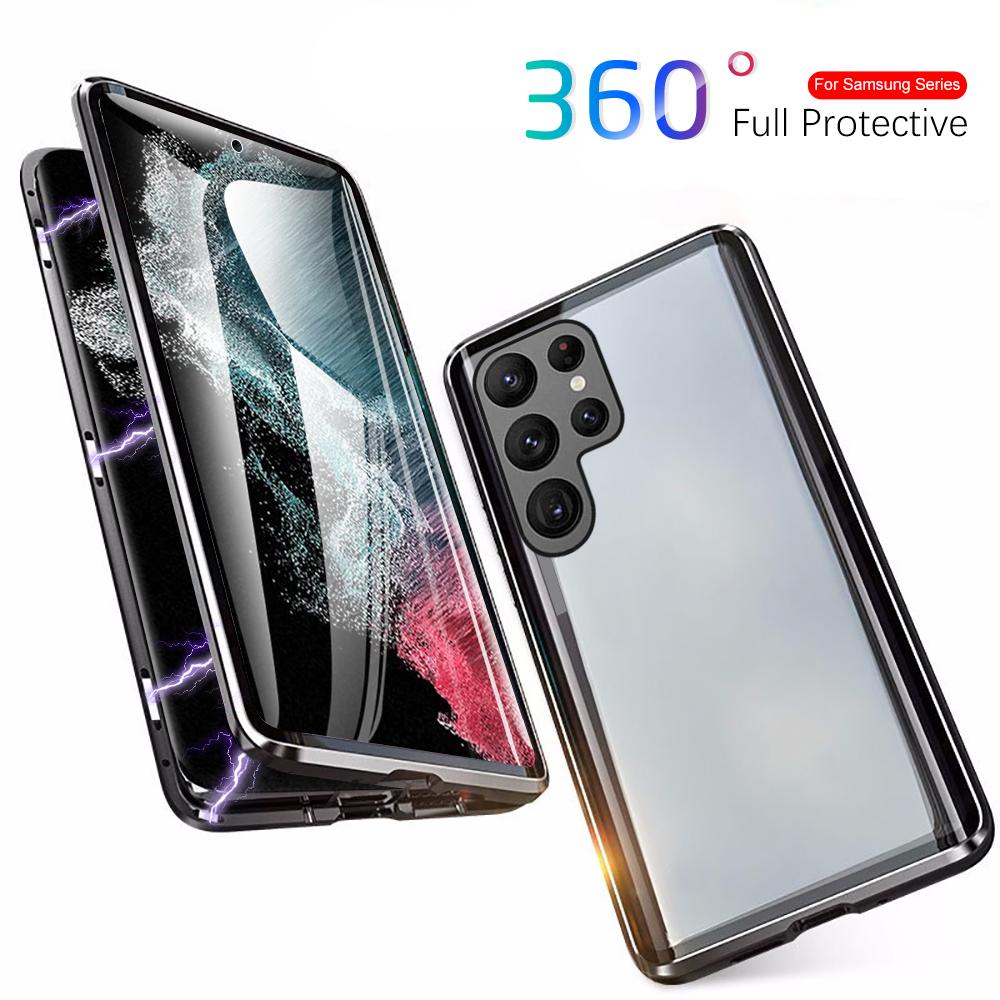 Capa Protetora Magnética 360 Para Samsung Galaxy S22 Ultra Plus 360 ° De Vidro Temperado À Prova De Choque Sansung Note 20 Note20