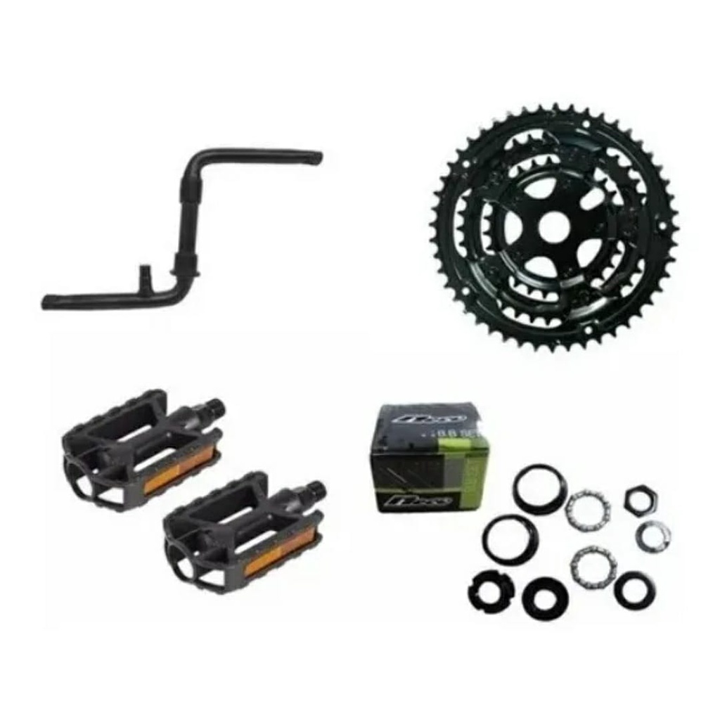 Kit Pediviela monobloco Coroa + Pedal + Movimento Central + Pedivela Original Caloi