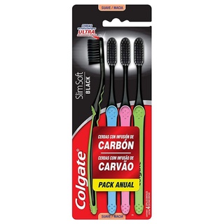 Escova Dental Colgate Slin Soft Black com 4 Unidades