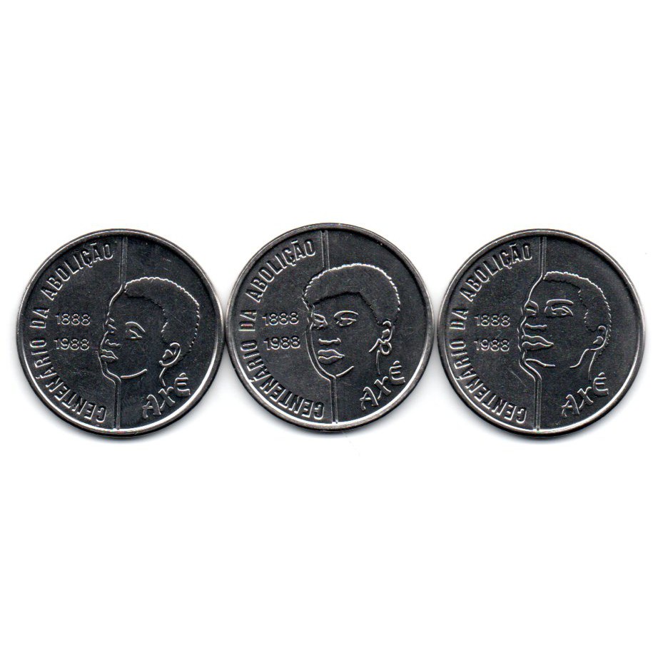 Série Axé - Pai / Mãe e Filho - 1988 - Set c/ 3 Moedas Comemorativas - Centenário da Abolição da Escravatura - Soberbas