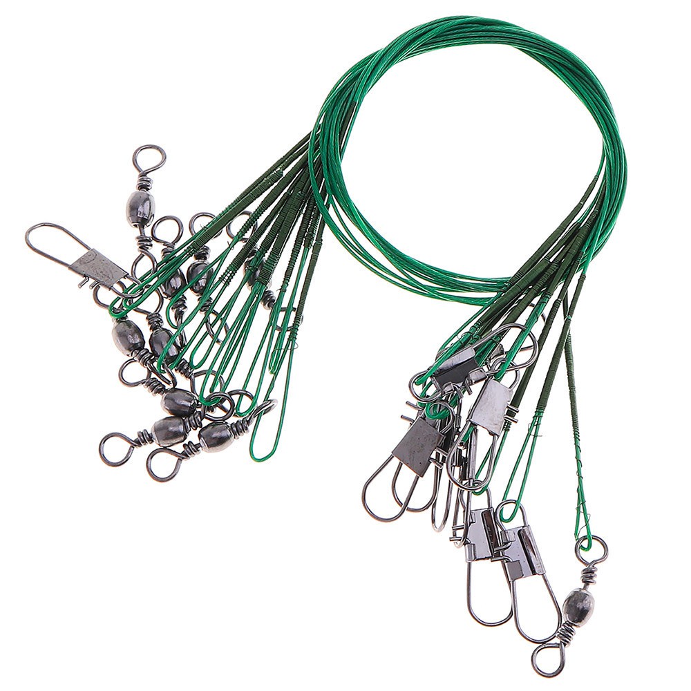 20pcs 15cm Stainless Steel Anti-bite Fishing Lure Bait Trace Wire Lead Line Rope Hooks with B-type Pin Swivel 8 Ring W5