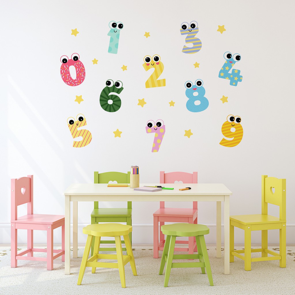 Adesivo de Parede Números e Alfabeto Escola Infantil 10un e Estrelas