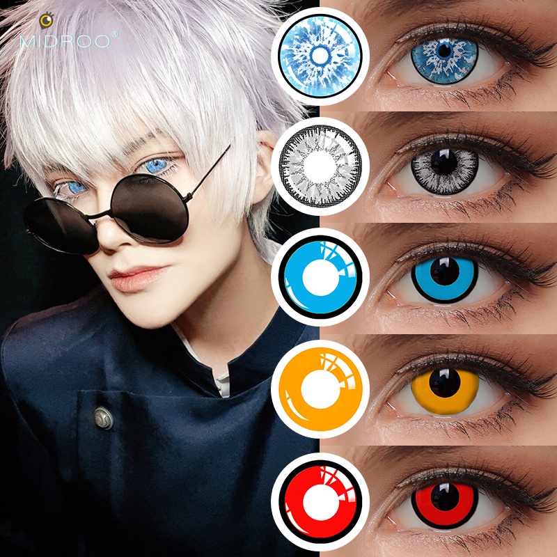 Midroo 2 Pçs/Par Jujutsu Kaisen Contato Lense 14.5mm Annual Anime Cosplay Lentes De Uso Para Maquiagem Olho