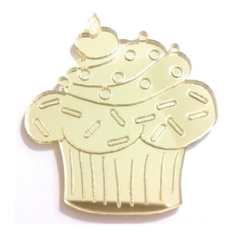Enfeite Aplique Cupcake No Acrílico Espelhado 20 Pecas