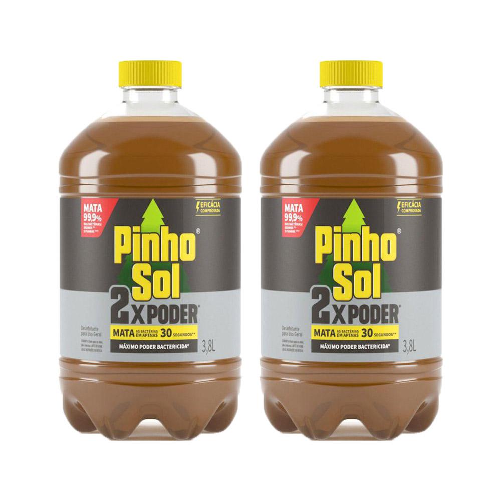 Kit com 2 Desinfetante Pinho Sol 2x Poder 3,8L cada