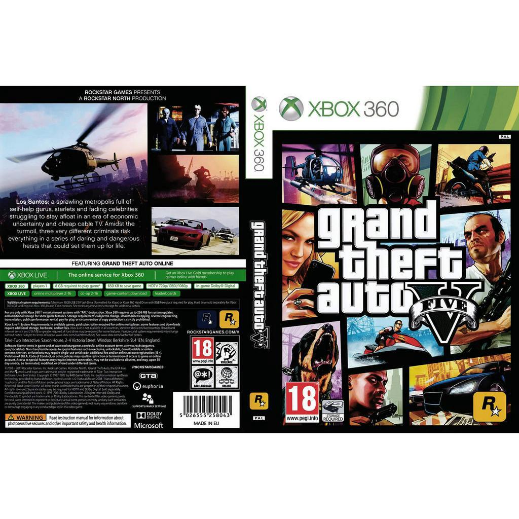 Gta 5 para Xbox 360 Lt com capa