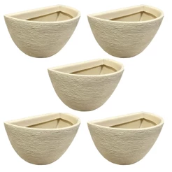 Kit 5 Vasos de Parede Bege para Jardim Vertical 18x33