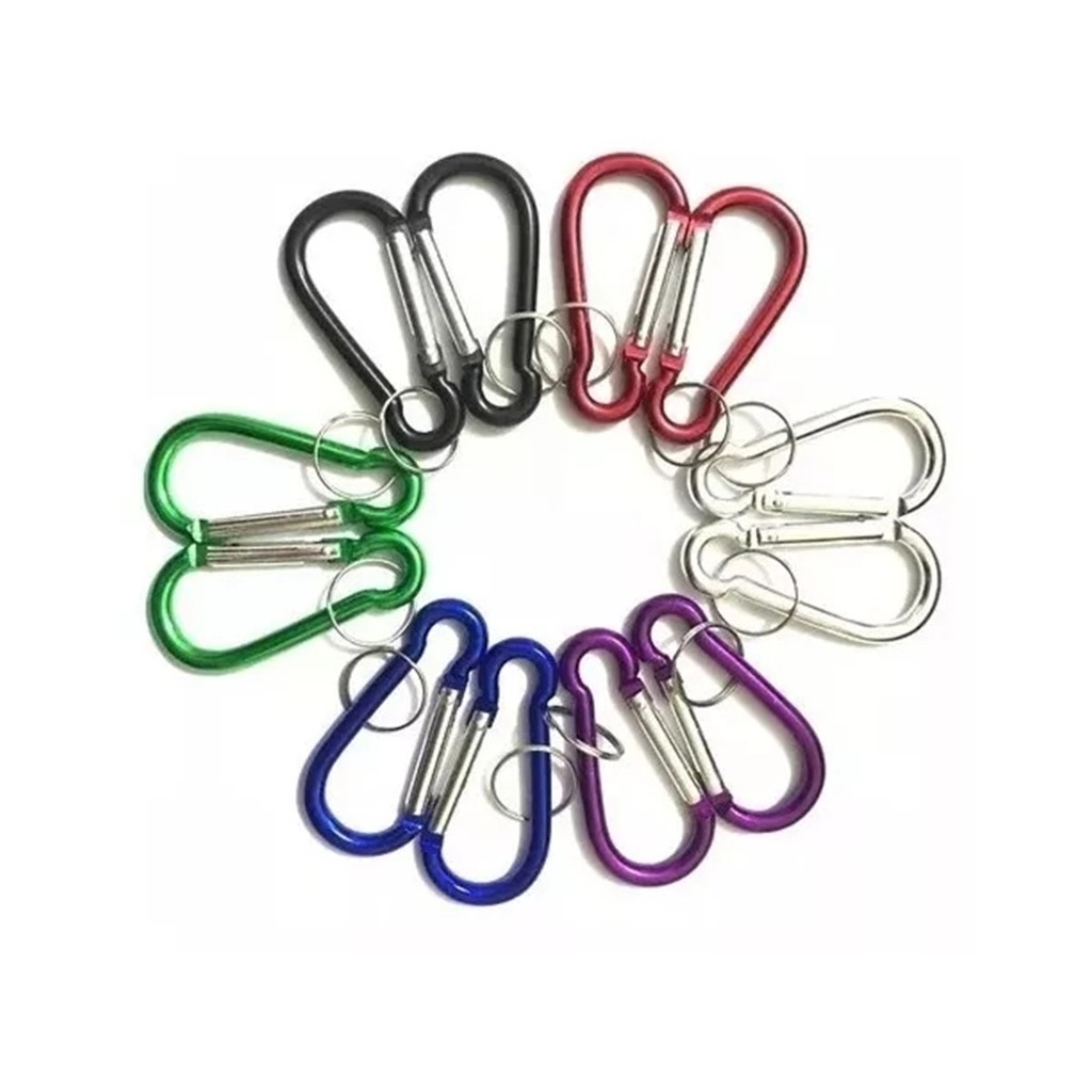 kIT 12 Mosquetão De Alumínio P/ Camping Chaveiro 7cm
