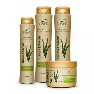 Kit Hidratação Babosa E Silicone Belkit - 4 Itens (Shampoo, Condicionador, Máscara e Finalizador)