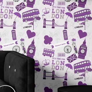 Papel De Parede Sala e Quarto Londres Roxo Autoadesivo em Oferta na Shopee