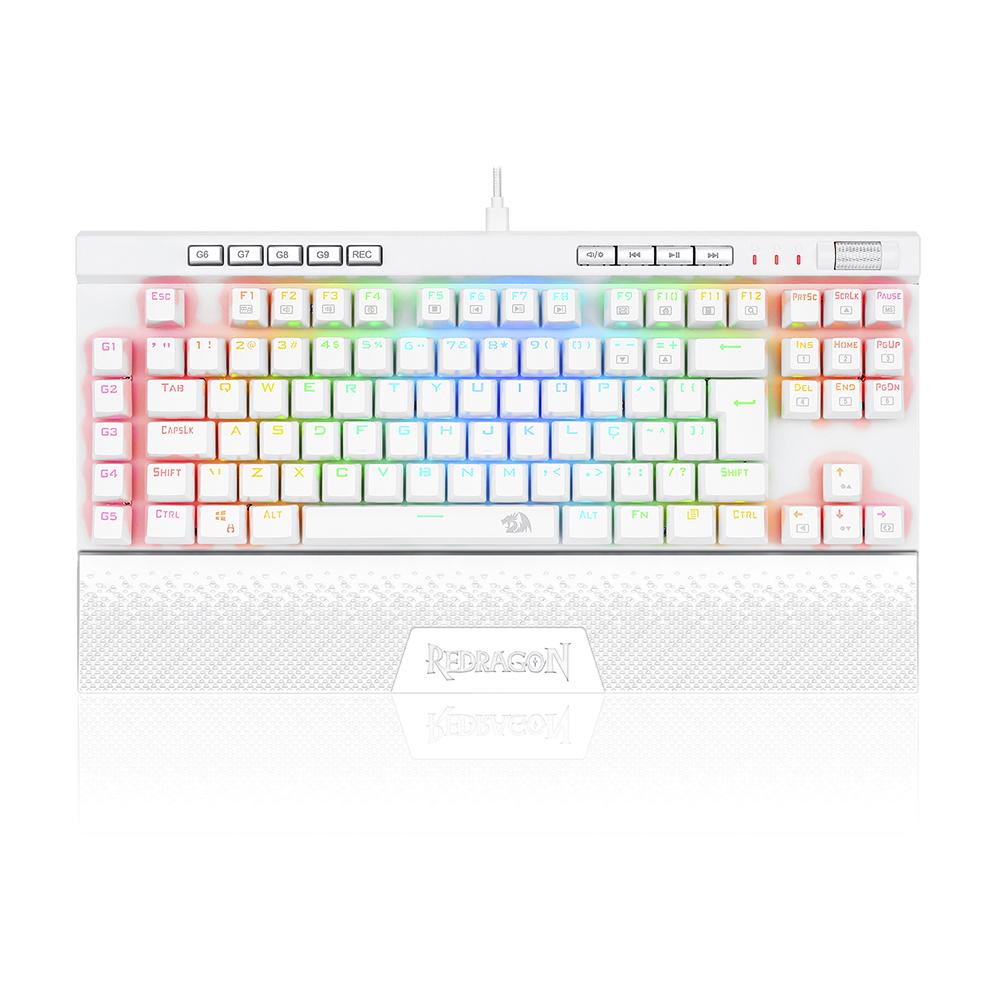 Teclado Optico Gamer MagicWand Pro Redragon Rgb Branco Switch Vermelho