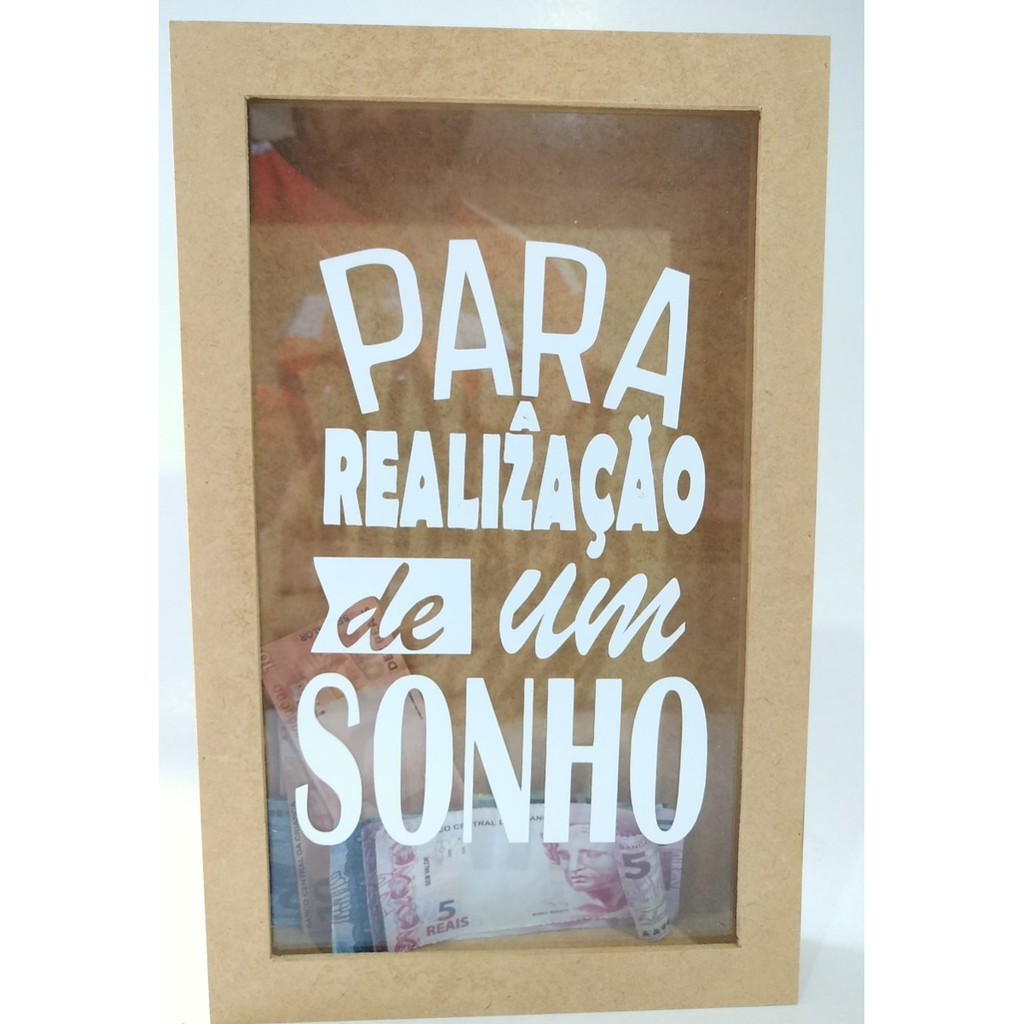 Caixa Quadro Cofre Mdf 27x17cm Para Realização De Um Sonho lindo