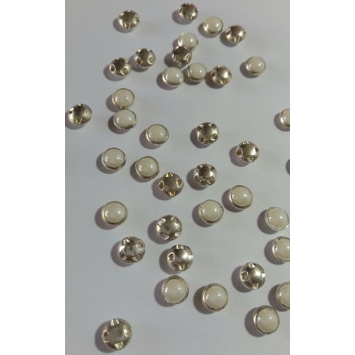 Meia pérola branca/prata engrapada 6mm pacote com 50 gramas
