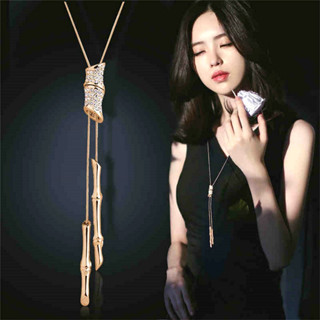 Declaração cheia de strass borla com pingente longo colar feminino bijoux moletom moda acessórios joias em Oferta na Shopee