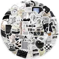 61PCS Adesivos À Prova D'água Estilo Simples Preto E Branco Para Decalque De Notebook Telefônico