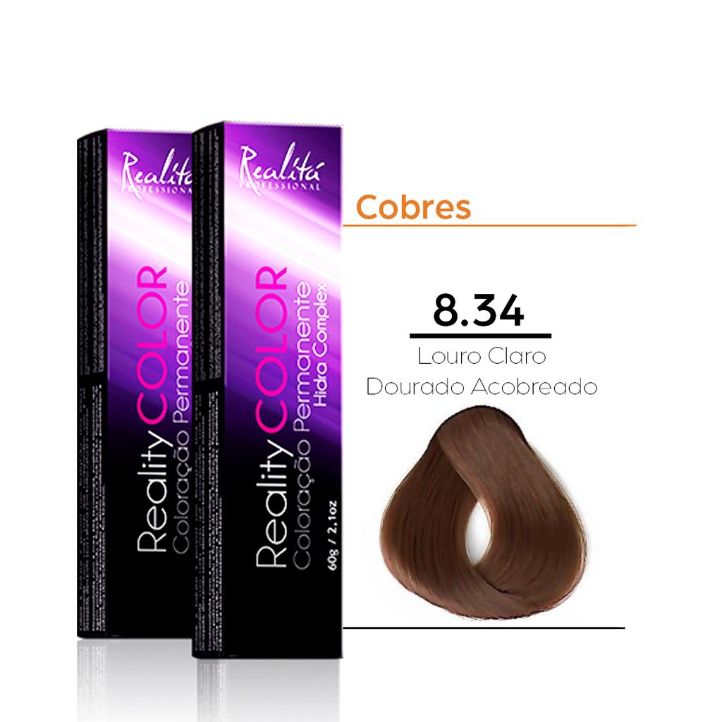 Coloracao Profissional 8 34 Louro Claro Dourado Acobreado 60g Realita Cosmeticos Shopee Brasil