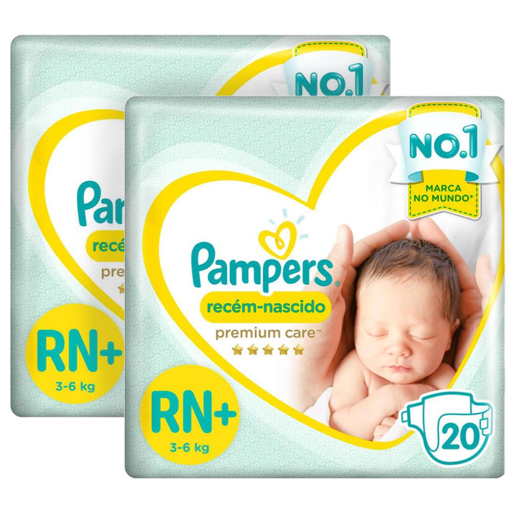 Kit 40 Fraldas Pampers Premium Care Recém Nascido Plus 3 à 6Kg em Oferta na Shopee