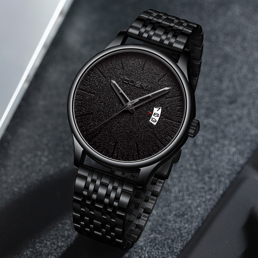 CUENA Relógio De Pulso Masculino À Prova D'água De Quartzo Em Aço Inoxidável Simples 6026