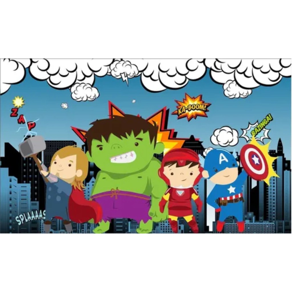 Painel Lona Festa Heróis Vingadores Hulk Homem Ferro América Thor