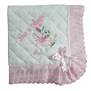 Manta De Lese Bordada Com Forro Camponesa Com Flores Infantil em Oferta na Shopee