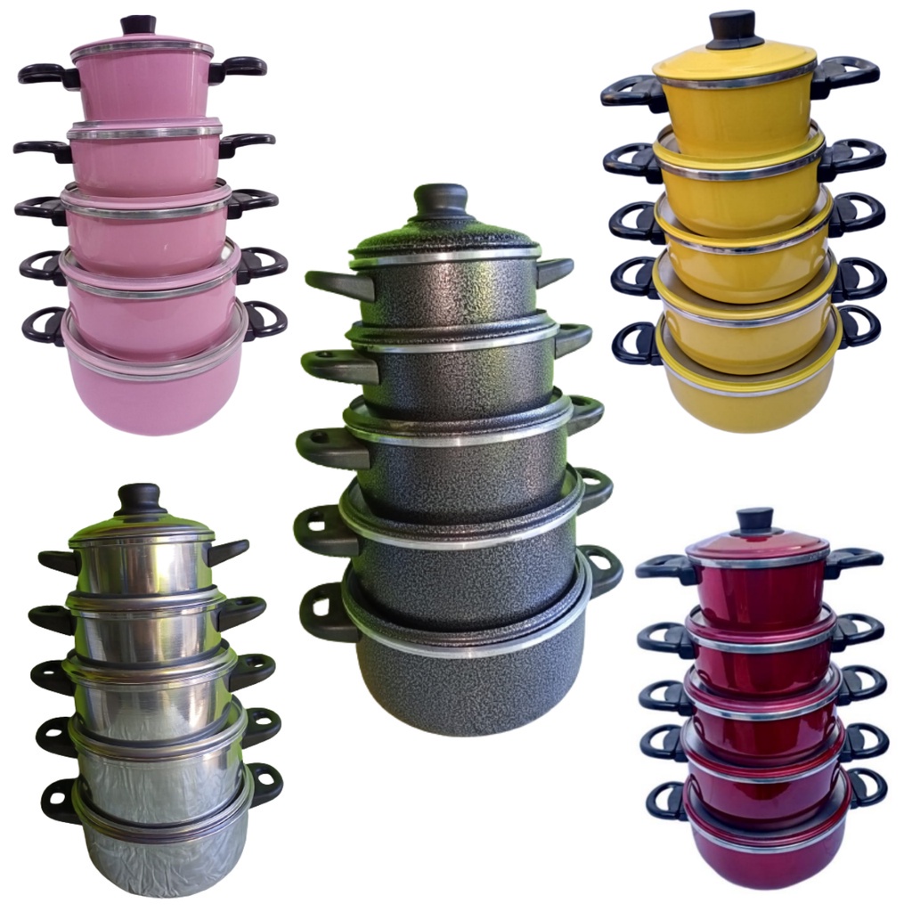 Imagem Jogo de panelas blogueira, panela rosa, panela amarela, panela vermelha, panela preta