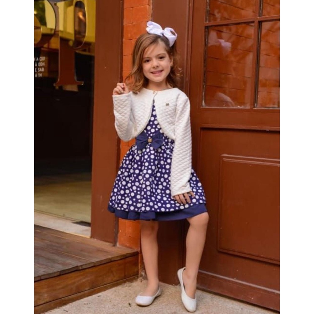Bolero para menina manga longa com botão moda infantil inverno