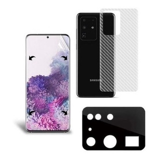 Kit Película Nano+câmera+skin Carbono Para Galaxy S20 Ultra