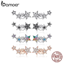 Bamoer Brincos Coloridos De Cristal Estrela 4 Estilo Prata Esterlina 925 Hipoalergênico Moda Jóias Para As Mulheres & Meninas Presentes Sce175