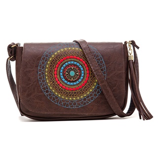 Bolsa Feminina Transversal com Mandala Bordada