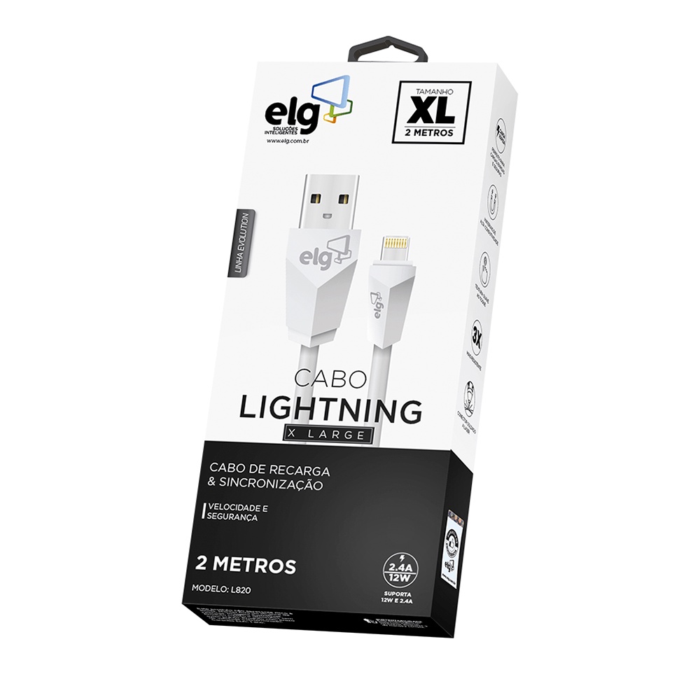 Cabo ELG Lightning L820 Bco 2 Metros Shopee Brasil