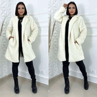 Casaco Teddy Tedy Sobretudo Feminino Forrado/Inverno/Plus size/ M G GG e G1