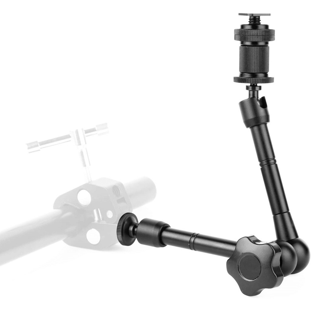 Suporte Articulado Braço Mágico 11" Cabeça Dupla p/  Câmeras Estabilizadores Iluminadores Monitores