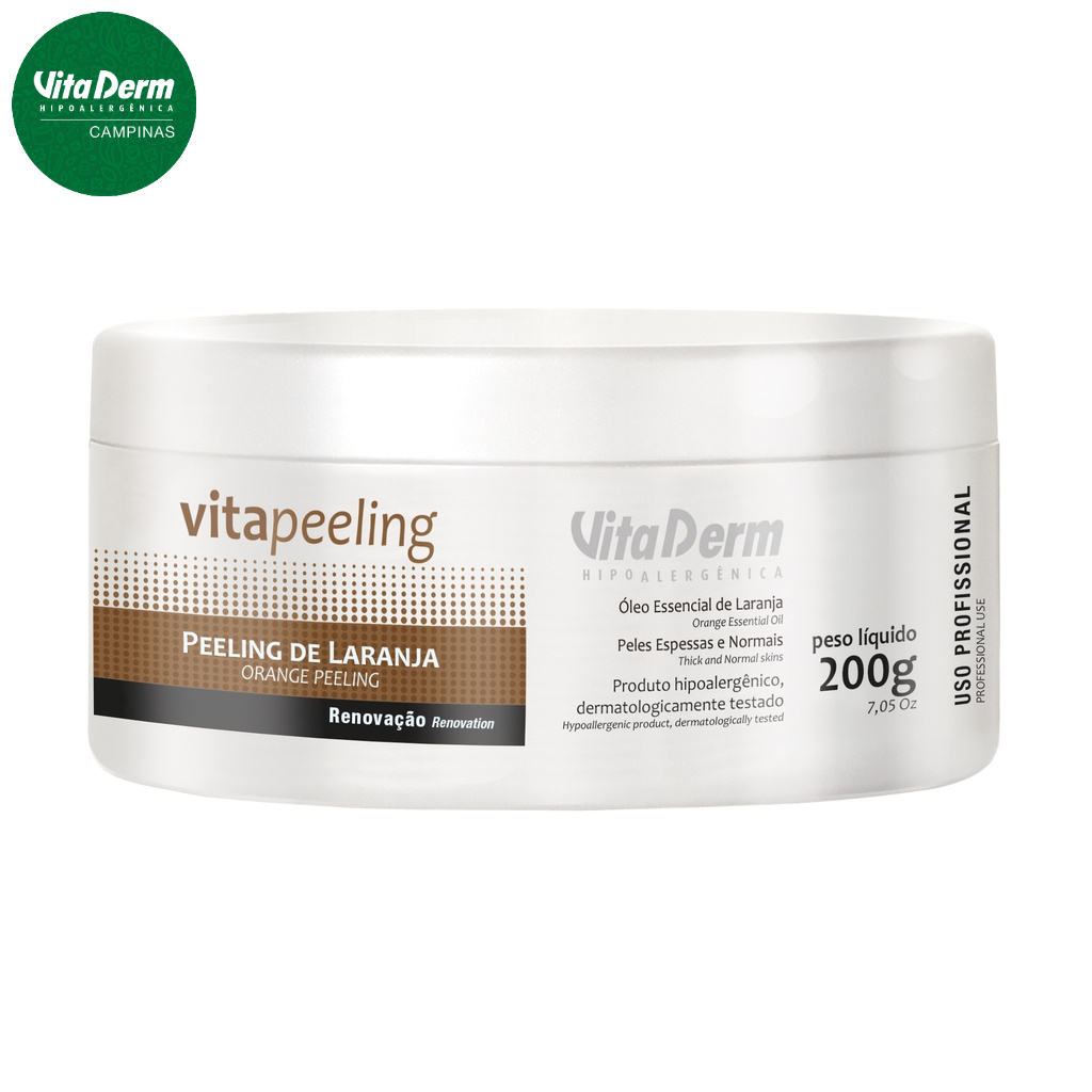 Esfoliante e Peeling Facial Corporal de Laranja Vita Derm 200g Profissional Facial Serum Limpeza de Pele