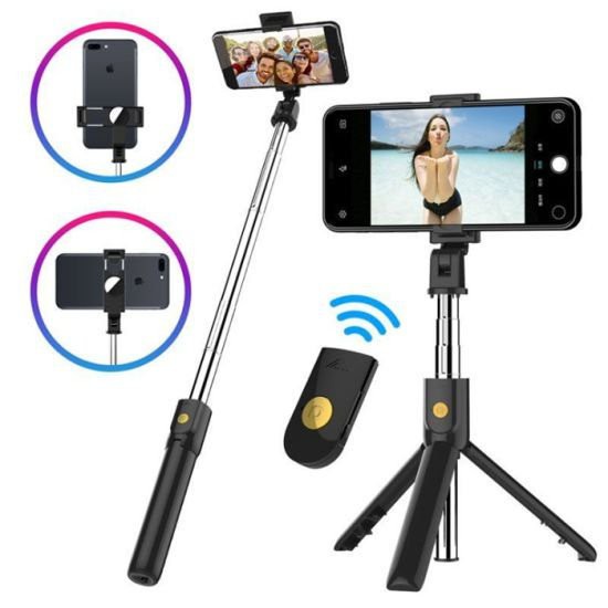 Suporte Tripé Para Celular K10-s Bluetooth Botão de Selfie Stick com LED