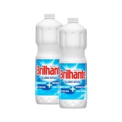 Kit 2 Água Sanitária Brilhante Cloro Ativo 1L