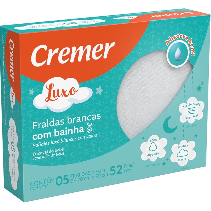 Fralda Luxo Bainha Caixinha Verde De pano da Cremer 52 Fios 100% algodão Macio e tecido duplo