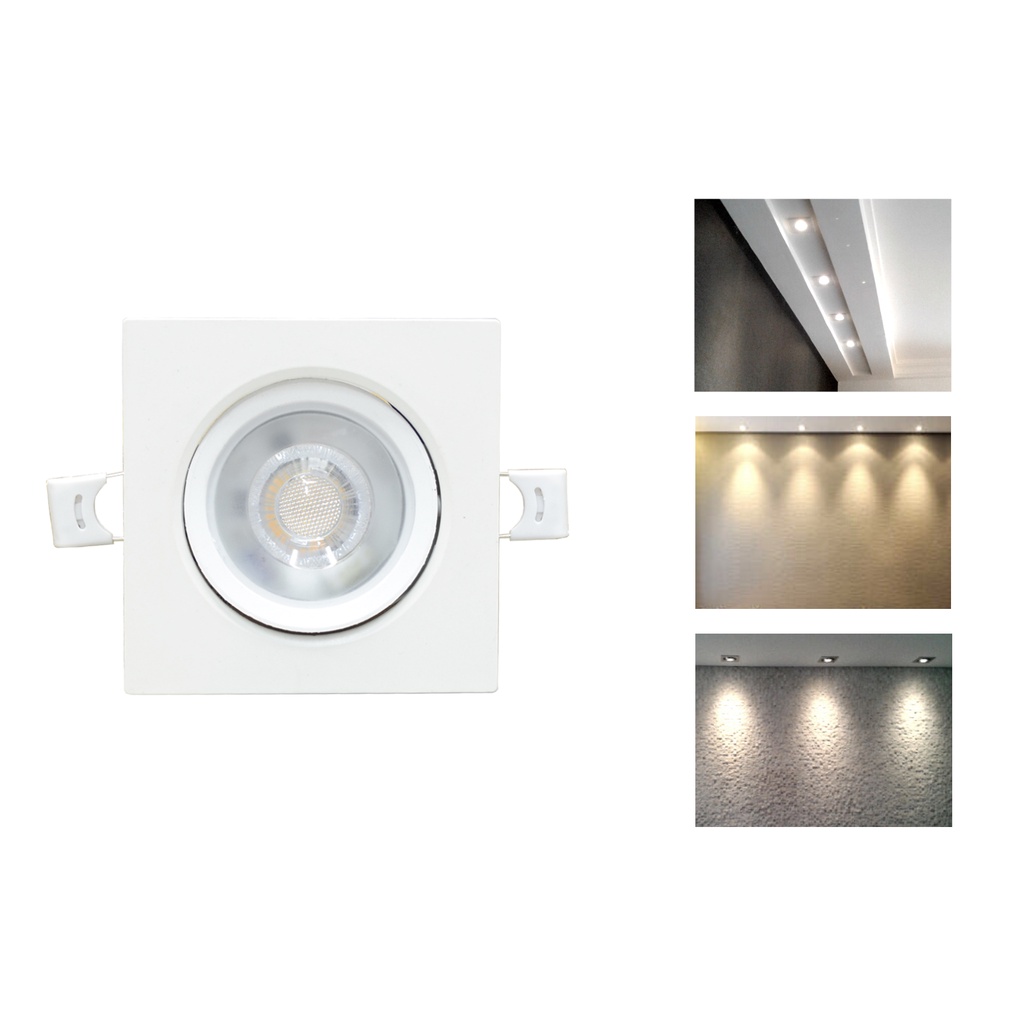Spot Led SMD 3W / 5W / 7W Embutir Quadrado ou Redondo Lâmpada Direcionável Branco Frio/Branco Quente