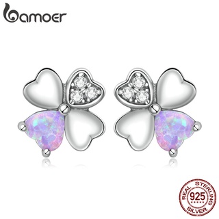 Bamoer Brincos De Prata S925 Com Trevo De Quatro Folhas