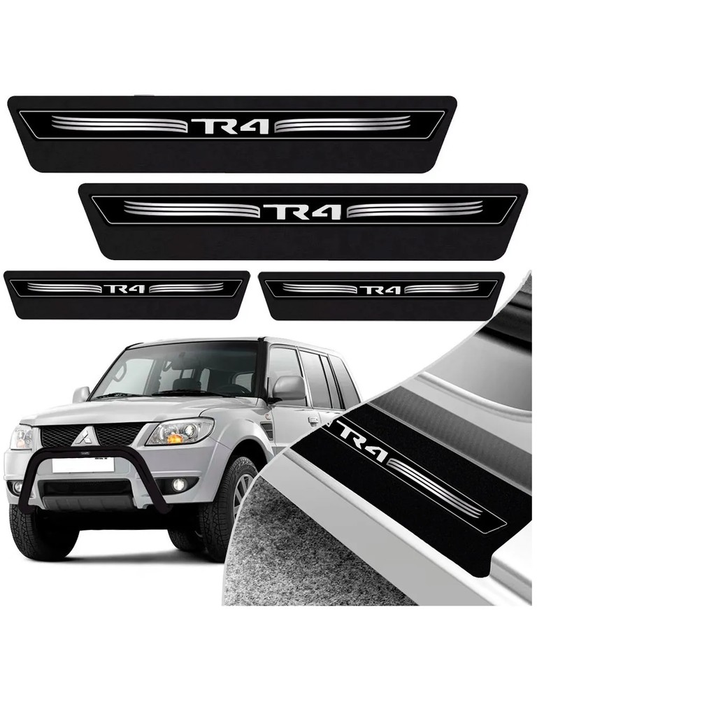 Kit 8 Peças Soleira Adesivo Porta Pajero Tr4 2005 2006 2007 2008 2009 2010 2011 2012 2013 2014 2015 - Preto Imperdível !!!! !!! Aproveite!