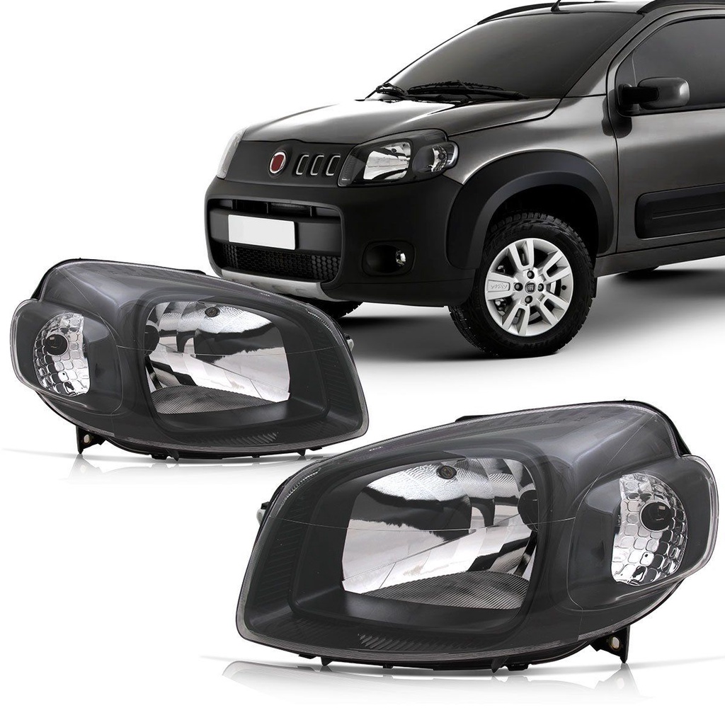 Farol Novo Uno Fiorino 2010 2011 2012 2013 2014 2015 2016 2017 2018 Foco Simples Máscara Negra
