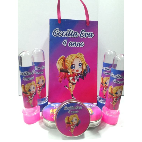 Kit Festa Personalizado com 60 itens Alerquina (10 sacolinhas 10 tubetes 10 latinhas 15 Toppers para docinhos 15 Forminhas)