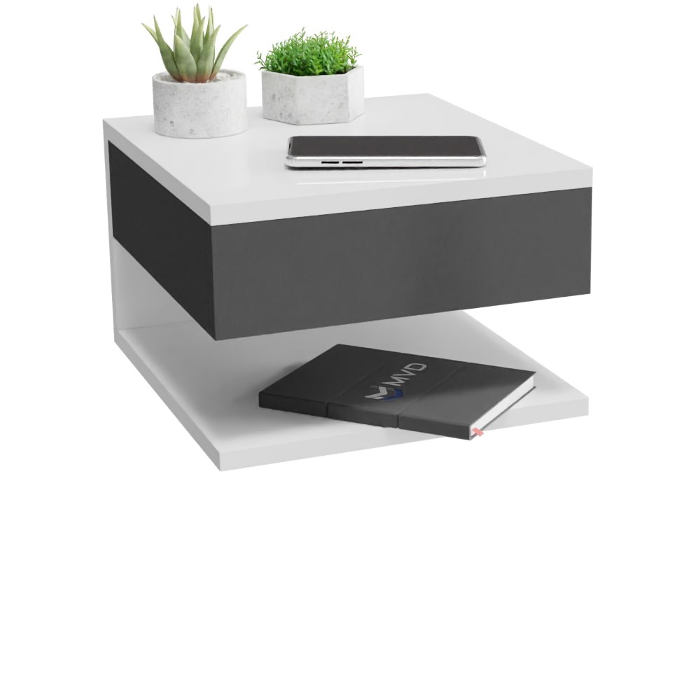 Mesa De Cabeceira Cor Branco Preto Mesinha Suspenso em Oferta na Shopee