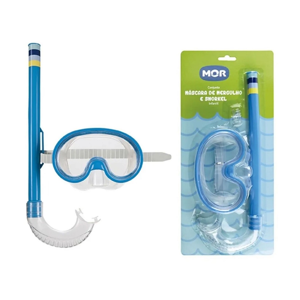 Mascara De Mergulho E Snorkel Azul Infantil 1884 - Mor em Oferta na Shopee